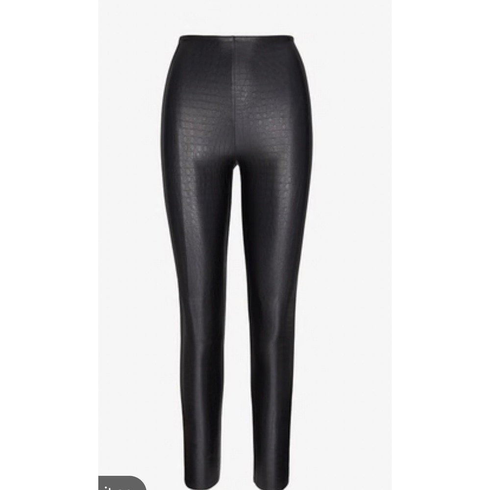 Commando Faux Leather Croc Leggings Black High Rise SLG07 XS
